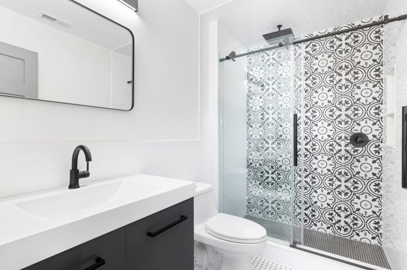 Large Tile Pattern in Shower Area